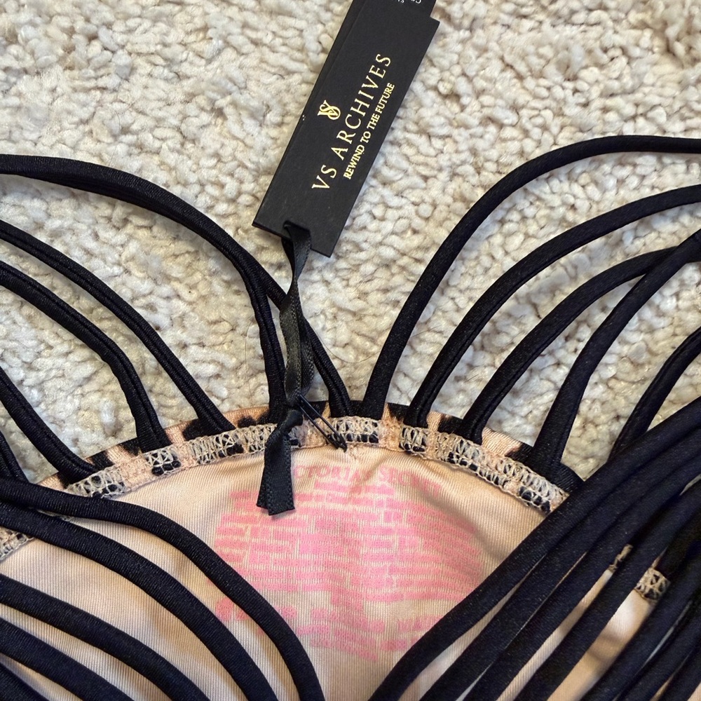 Victoria Secret leopard print macrame strappy Brazilian bikini bottom - Picture 4 of 6